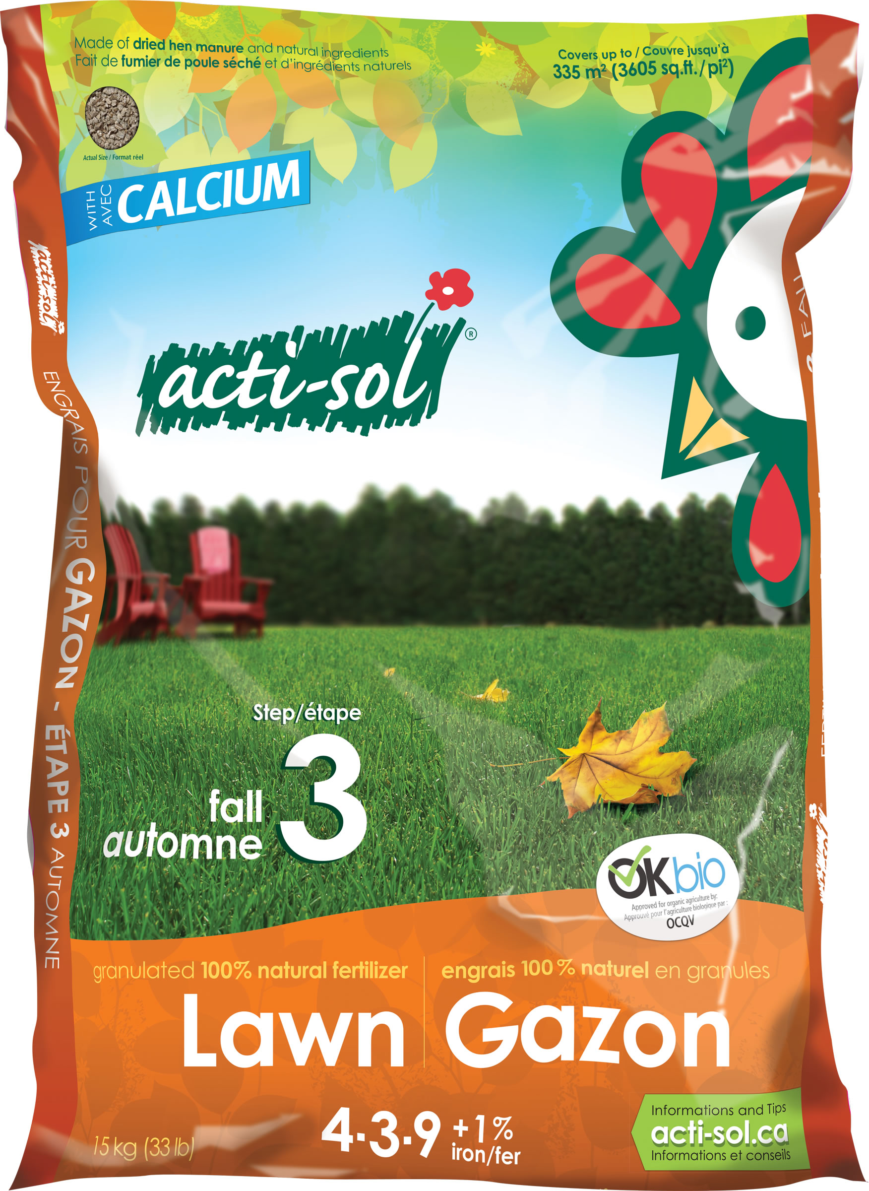 Engrais pelouse automne - 4-3-9 (Acti-Sol) - Nos produits horticoles et de  jardinage - Jardin2m